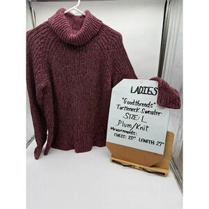 Womens Goodthreads Turtleneck Sweater, Size Large Plum Knit